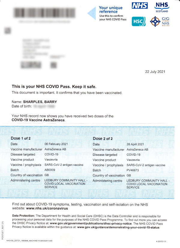 UK NHS COVID Pass